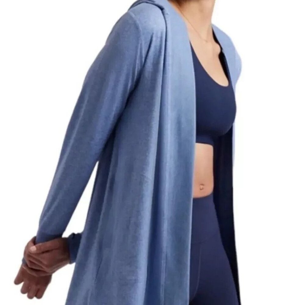 Athleta Uptempo Wrap Hooded Soft Cardigan S NWOT Soft Heathered/Quarry Blue